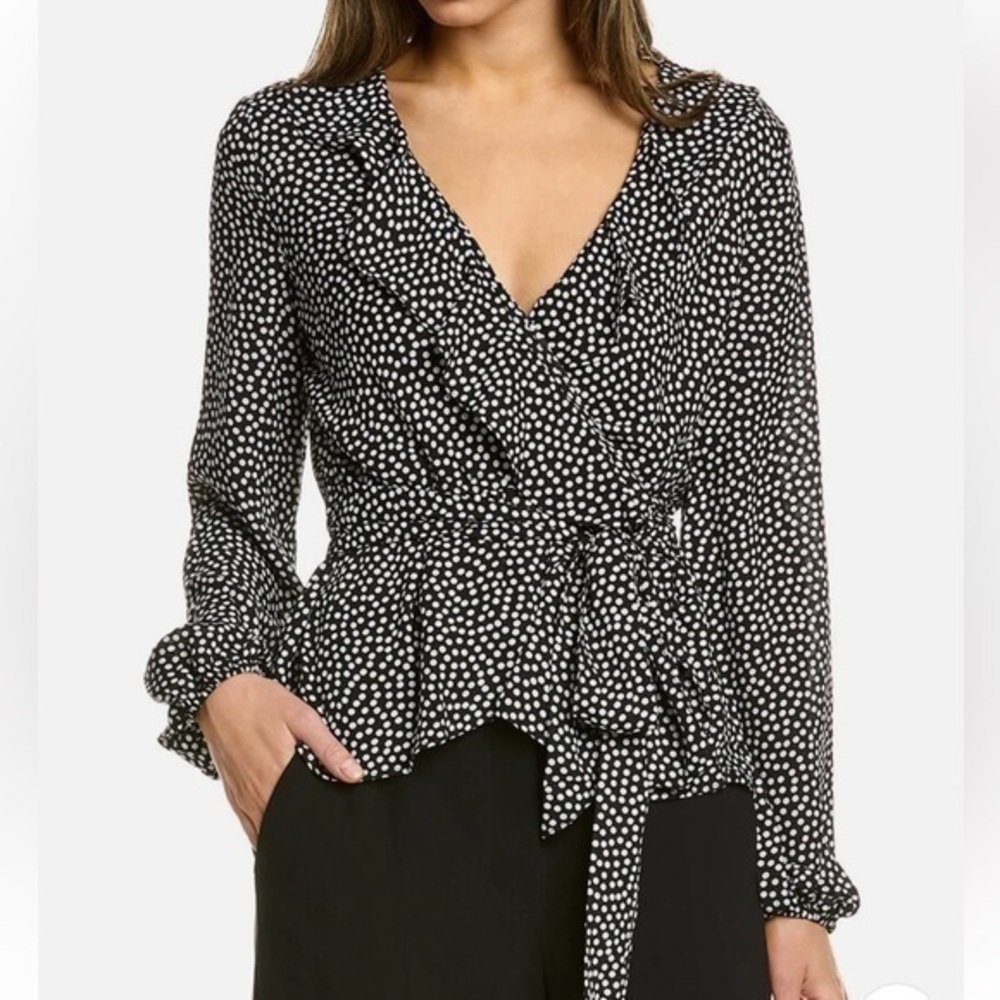 Max Studio Wrap Ruffle Front Top